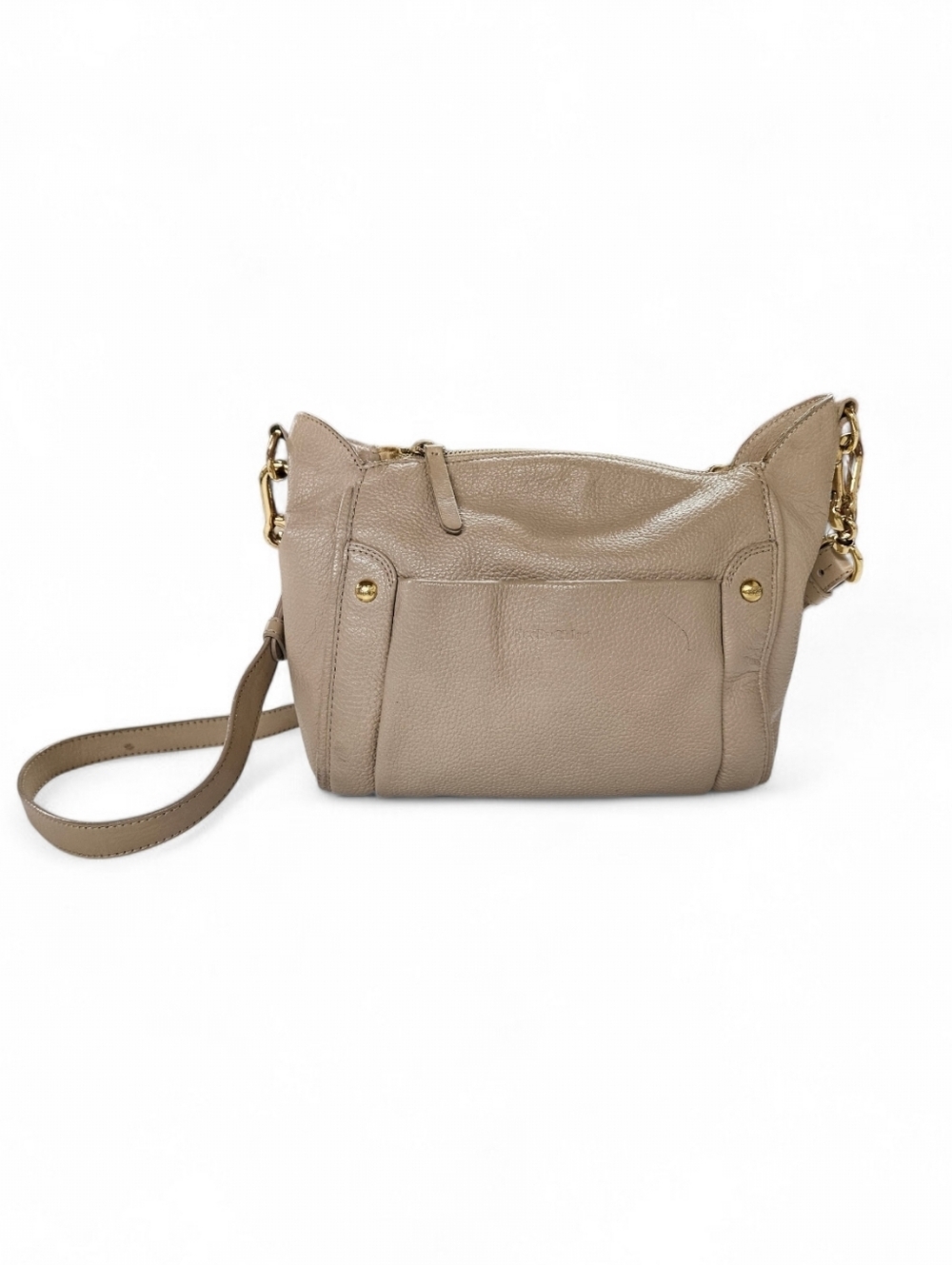 See By Chloé Pebbled Leather Crossbody Bag In Taupe And Gold Tone